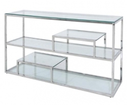Harry Tier Glass and Chrome Console Table - thumbnail 1