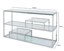 Harry Tier Glass and Chrome Console Table - thumbnail 2