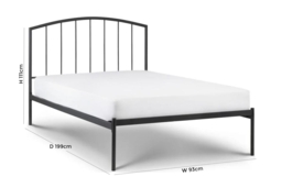 Onyx Satin Grey Metal Bed - Comes in Single and Double Size Options - thumbnail 3