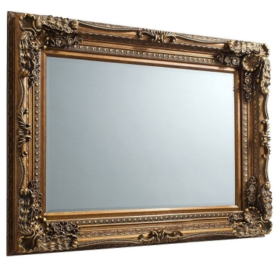 Carved Louis Gold Rectangular Mirror - 89.5cm x 120cm - image 1