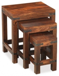 Indian Sheesham Solid Wood Nest of Tables, Set of 3 - thumbnail 1