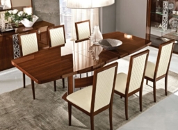 Camel Roma Day Walnut Italian Butterfly Extending Dining Table and 6 Rombi Eco Leather Chairs - thumbnail 3