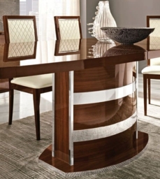 Camel Roma Day Walnut Italian Butterfly Extending Dining Table and 6 Rombi Eco Leather Chairs - thumbnail 2