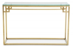 Allure  Glass Console Table with Brushed Gold Base
