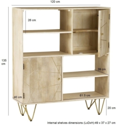 Mango Light Gold Solid Wood Display Cabinet - thumbnail 3