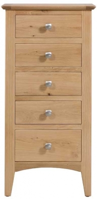 Lowell Natural Oak Narrow Chest, 5 Drawers Tallboy - image 1
