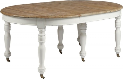 Asbury Old Pine White Painted Dining Table, 125cm-325cm Seats 4 to 12 Diners Oval Extending Top with Turned Legs - Gerogian Style - image 1