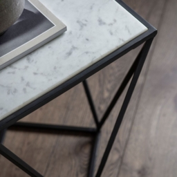 Helford White and Black Marble Side Table - thumbnail 2