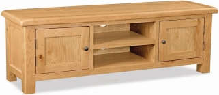 Salisbury Natural Oak Extra Large TV Unit, 150cm with Storage for Television Upto 55in Plasma