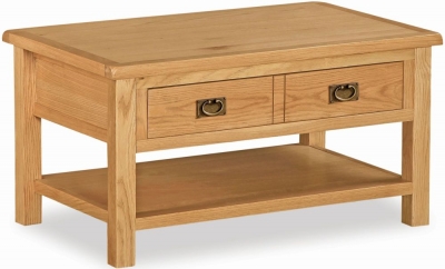 Salisbury Lite Natural Oak Coffee Table, Storage with 2 Drawer