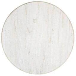 Mayfield White Marble Top Round Coffee Table - Dark Wood Fluted Base - thumbnail 2