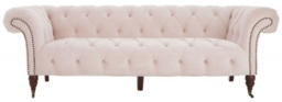 Suri Pink Velvet Fabric Studded 3 Seater Chesterfield Sofa