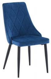 2 x Darwen Dark Blue Fabric Dining Chair with Black Legs - thumbnail 1