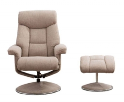 GFA Biarritz Swivel Recliner Chair with Footstool - Lisbon Wheat Fabric - thumbnail 1