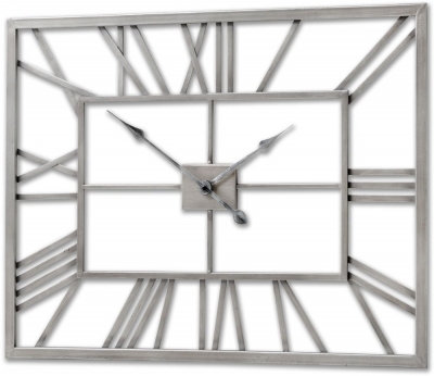 Hill Interiors Silver Rectangular Skeleton Wall Clock - image 1