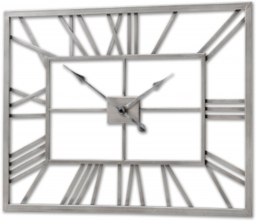 Hill Interiors Silver Rectangular Skeleton Wall Clock - thumbnail 1