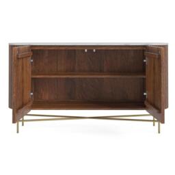 Harvard Sideboard - 100cm Small 2 Door Fluted Curved - White Marble Top - thumbnail 2