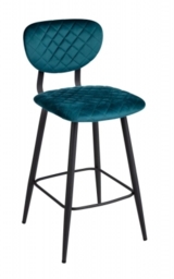 Ranger Teal Velvet Fabric Bar Stool (Sold in Pairs)