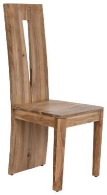 2 x Modern Acacia Wood High Back Dining Chair
