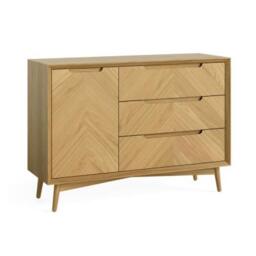 Valencia Oak Herringbone 1 Door Small Sideboard - 105cm
