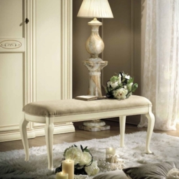 Camel Siena Ivory Italian Leather Padded Bench - thumbnail 1