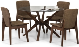Chelsea Walnut and Glass Round 4 Seater Dining Set with 4 Kensington Chairs - thumbnail 2