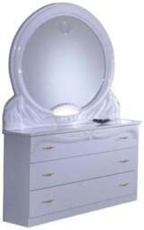 Giada White Italian 3 Drawer Dresser and Round Mirror