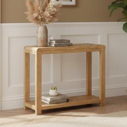 Thurlestone Curved Console Table - Oak - thumbnail 1