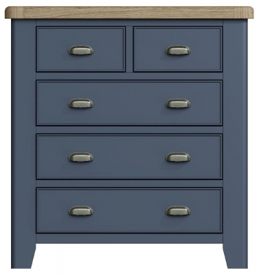 Ringwood Blue Painted 2+3 Drawer Chest - Oak Top - image 1