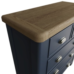 Ringwood Blue Painted 2+3 Drawer Chest - Oak Top - thumbnail 5
