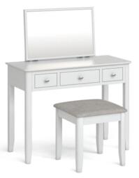 Hampstead White Painted Dressing Table Set with Stool and Mirror