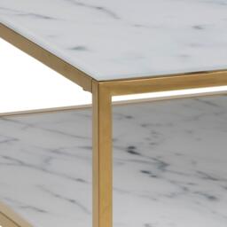 Alisma White Marble Effect Coffee Table with Gold Legs - thumbnail 4