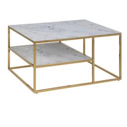 Alisma White Marble Effect Coffee Table with Gold Legs - thumbnail 2