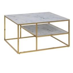 Alisma White Marble Effect Coffee Table with Gold Legs - thumbnail 3