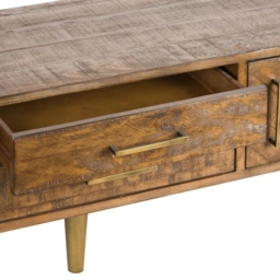 Hill Interiors Havana Media Unit - Rustic Pine with Antique Gold Metal Legs and Handles - thumbnail 2