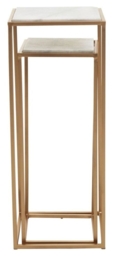 Mandoli Set of 2 White Marble and Gold Square Side Table - thumbnail 3