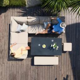 Pulse Corner Garden Sofa Dining Set - Rising Table - with Bench Footstool - Oatmeal - thumbnail 3