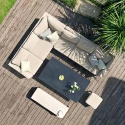 Pulse Corner Garden Sofa Dining Set - Rising Table - with Bench Footstool - Oatmeal - thumbnail 1