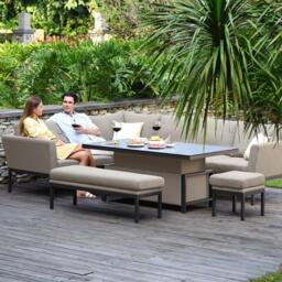 Pulse Corner Garden Sofa Dining Set - Rising Table - with Bench Footstool - Oatmeal - thumbnail 4
