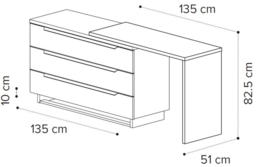 Modum Kimera White Italian 3 Drawer Dressing Table - thumbnail 3