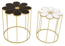 Jordan Black and White Petal Flower Shape Side Table with Gold Frame (Set of 2) - thumbnail 2