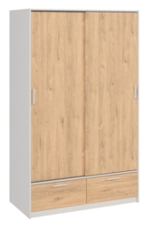 Line White and Oak Effect 2 Door 2 Drawer Sliding Wardrobe - thumbnail 3