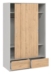 Line White and Oak Effect 2 Door 2 Drawer Sliding Wardrobe - thumbnail 2
