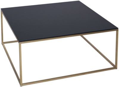 Kensal Black Glass and Brass Frame Square Coffee Table - image 1
