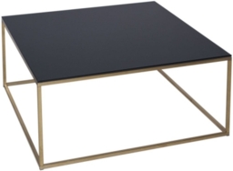 Kensal Black Glass and Brass Frame Square Coffee Table - thumbnail 1
