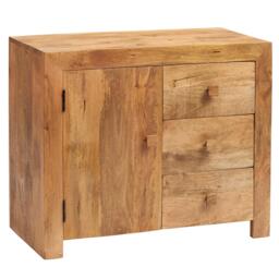 Dakota Sideboard - 1 Door 3 Drawer - Small - Light Mango Wood - thumbnail 3