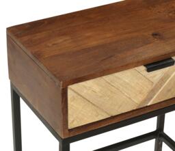 Clearance - Rennes Chevron 1 Drawer Side Table - Rustic Mango Wood - thumbnail 3