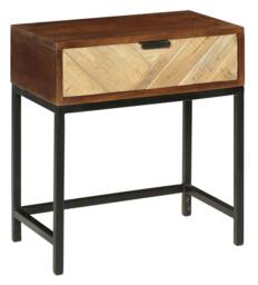 Clearance - Rennes Chevron 1 Drawer Side Table - Rustic Mango Wood - thumbnail 2