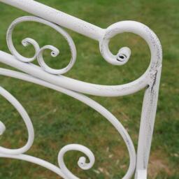 Garden Bench - Antique Cream Metal - thumbnail 3