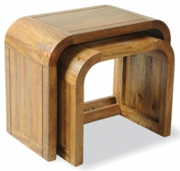 Lounge Curved Edge Mango Wood Nest of 2 Tables - thumbnail 1